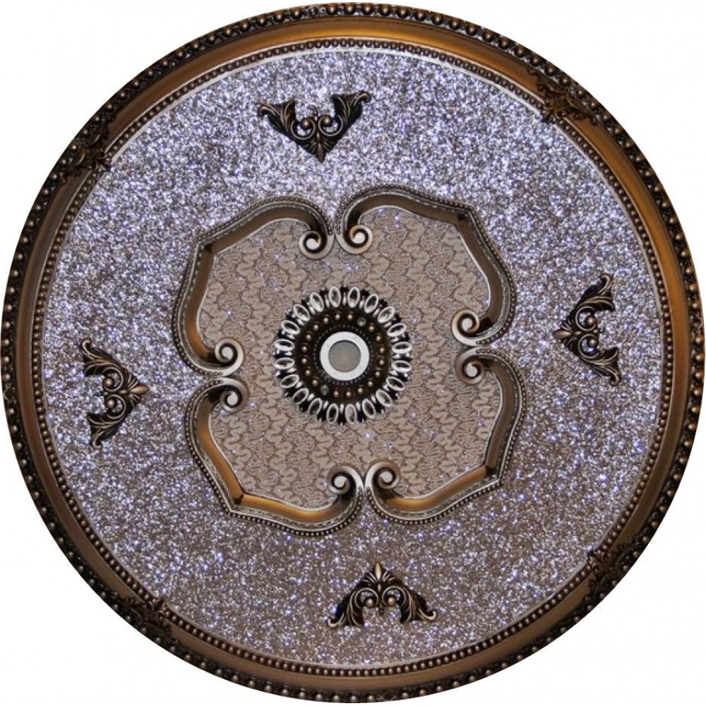 90 Cm Yuvarlak Osmanli Saray Tavan Sfa-393 Avize Gobegi Patina-Eskitme Gumus Varakli 3D